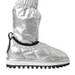 Dolce & Gabbana Metallic Silver Quilted Logo Patch Boot Shoes