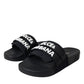 Dolce & Gabbana Black Logo Beachwear Flats Sandals Shoes