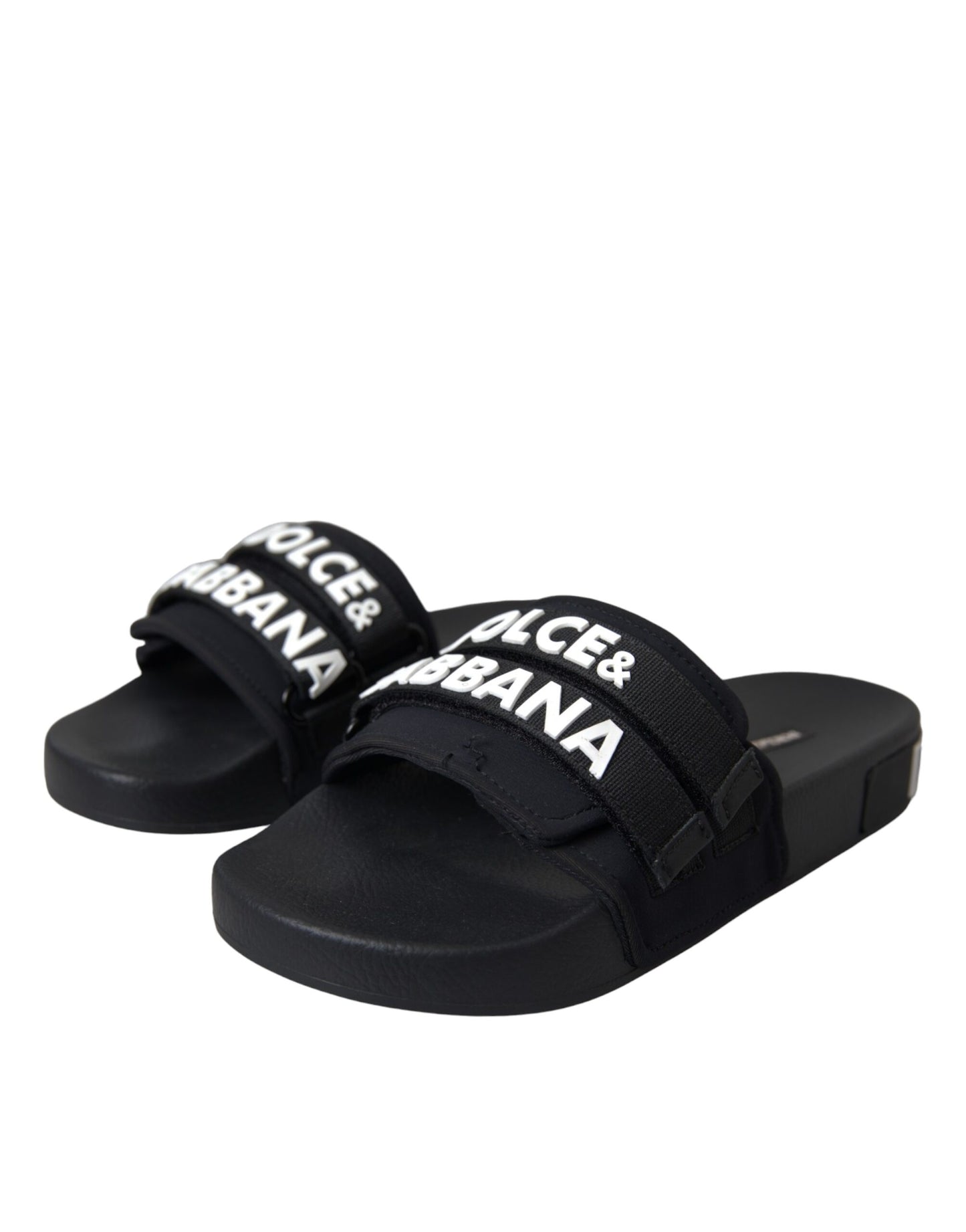 Dolce & Gabbana Black Logo Beachwear Flats Sandals Shoes