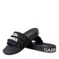 Dolce & Gabbana Black Logo Beachwear Flats Sandals Shoes