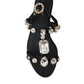 Dolce & Gabbana Black Leather Crystal Flats Sandals Shoes