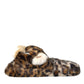 Dolce & Gabbana Brown Tiger Slippers Flats Sandals Shoes