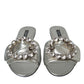 Dolce & Gabbana Silver Crystal Leather Flats Sandals Shoes