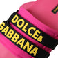 Dolce & Gabbana Pink Black Logo Beachwear Flats Sandals Shoes