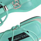 Dolce & Gabbana Aqua Green Leather Ankle Strap Flats Sandals Shoes