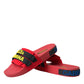 Dolce & Gabbana Red Black Logo Beachwear Flats Sandals Shoes