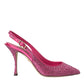 Dolce & Gabbana Pink Strass Crystal Heels Slingbacks Shoes