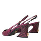 Dolce & Gabbana Maroon Zebra Leather Heels Slingbacks Shoes