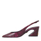 Dolce & Gabbana Maroon Zebra Leather Heels Slingbacks Shoes