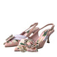 Dolce & Gabbana Pink Lily Crystal Cady Slingback Heel Shoes