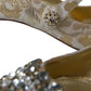 Dolce & Gabbana Gold Jacquard Crystal Mary Janes Pumps Shoes