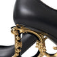 Dolce & Gabbana Black Leather Logo Heels Mary Janes Pumps Shoes