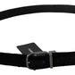 Dolce & Gabbana Black Velvet Silver Tone Metal Buckle Men Belt