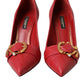 Dolce & Gabbana Red Devotion Leather Heels Pumps Shoes