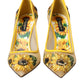 Dolce & Gabbana Yellow Sunflower Mesh Heels Pumps Shoes