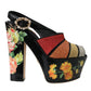 Dolce & Gabbana Multicolor Floral Crystal Platform Sandals Shoes