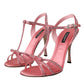 Dolce & Gabbana Pink Strass Ankle Strap Heels Sandals Shoes