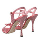 Dolce & Gabbana Pink Strass Ankle Strap Heels Sandals Shoes