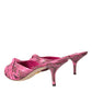 Dolce & Gabbana Pink Exotic Leather Kitten Heels Slides Shoes