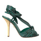 Dolce & Gabbana Green Exotic Leather Heels Sandals Shoes