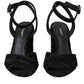 Dolce & Gabbana Black Leopard Suede Heels Sandals Shoes