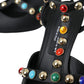 Dolce & Gabbana Black Leather Embellished Heels Sandal Shoes