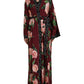 Dolce & Gabbana Bordeaux Floral Maxi Kaftan Dress