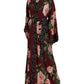 Dolce & Gabbana Bordeaux Floral Maxi Kaftan Dress