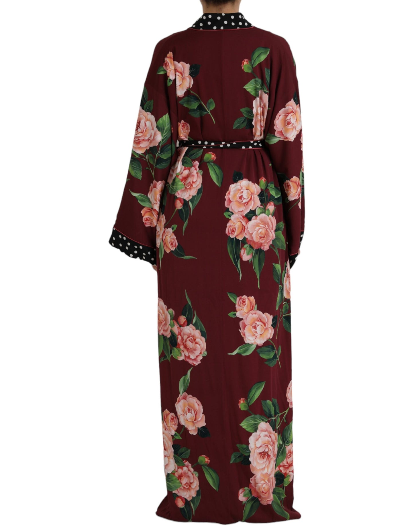 Dolce & Gabbana Bordeaux Floral Maxi Kaftan Dress