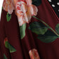 Dolce & Gabbana Bordeaux Floral Maxi Kaftan Dress