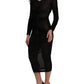 Dolce & Gabbana Black Sheer Bodycon Midi Dress