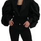 Dolce & Gabbana Black Puffed Sleeves Cropped Jacket