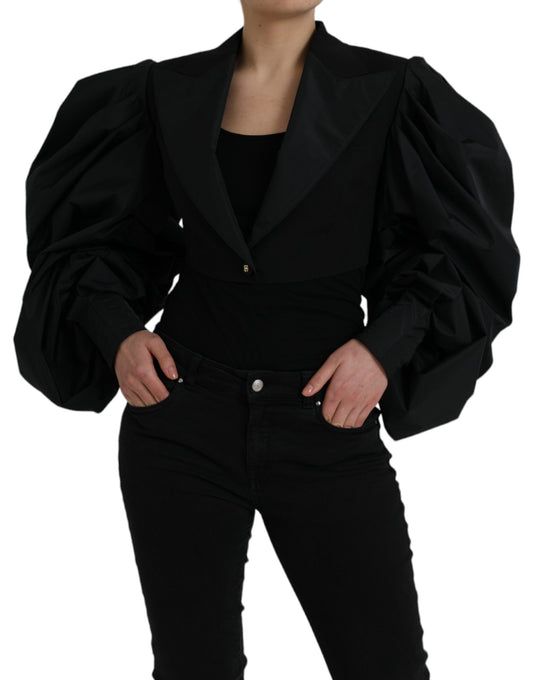 Dolce & Gabbana Black Puffed Sleeves Cropped Jacket