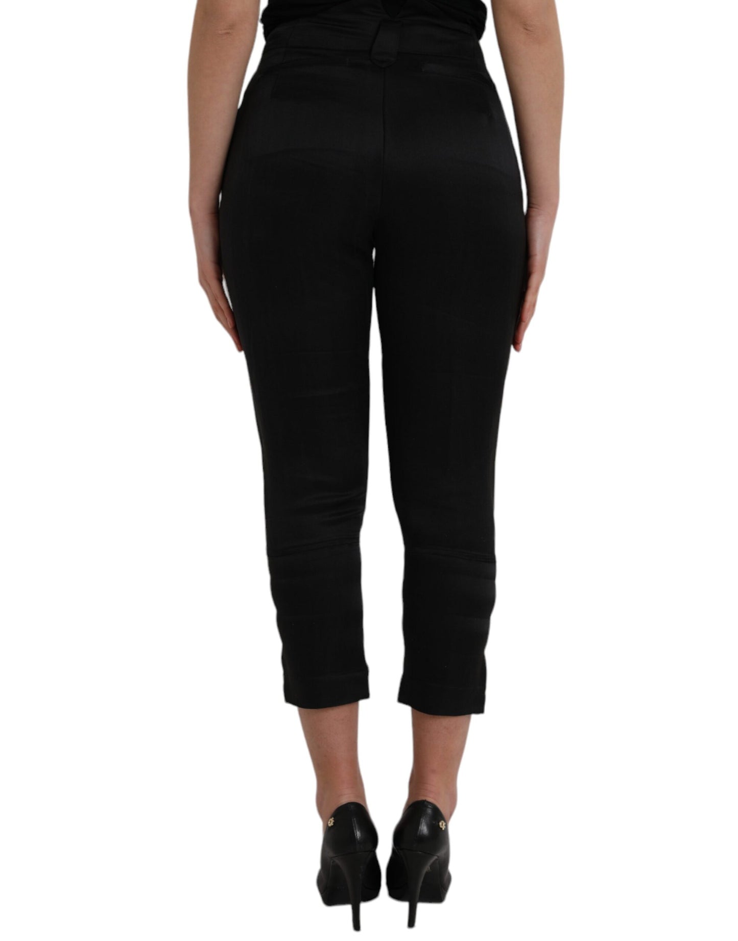 Ermanno Scervino Black High Waist Capri Cropped Pants