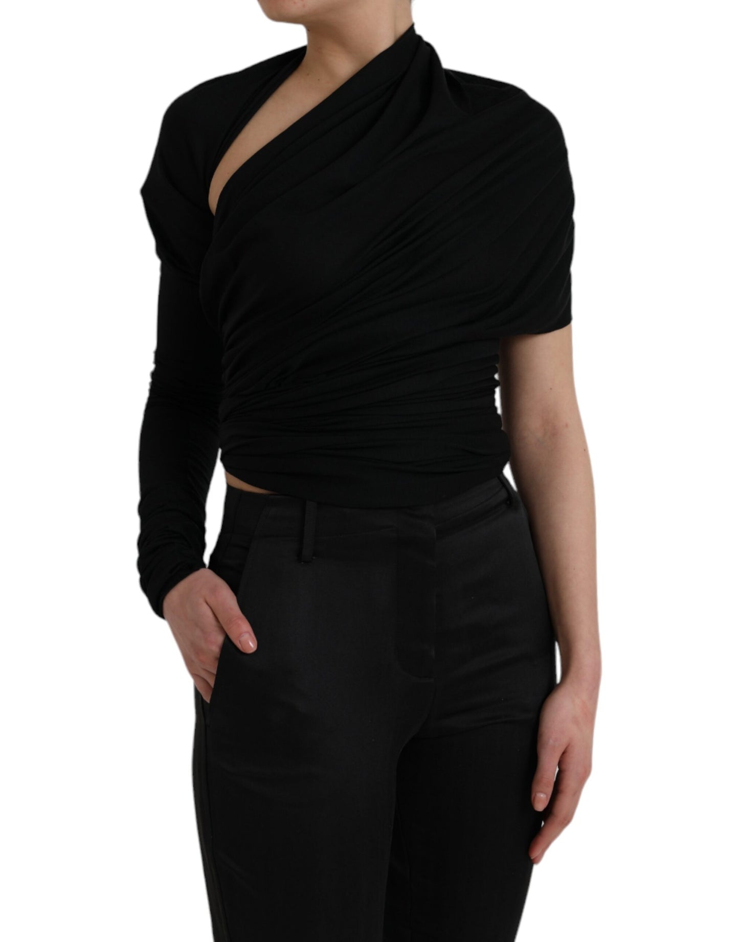 Dolce & Gabbana Black Cutout Asymmetric Top