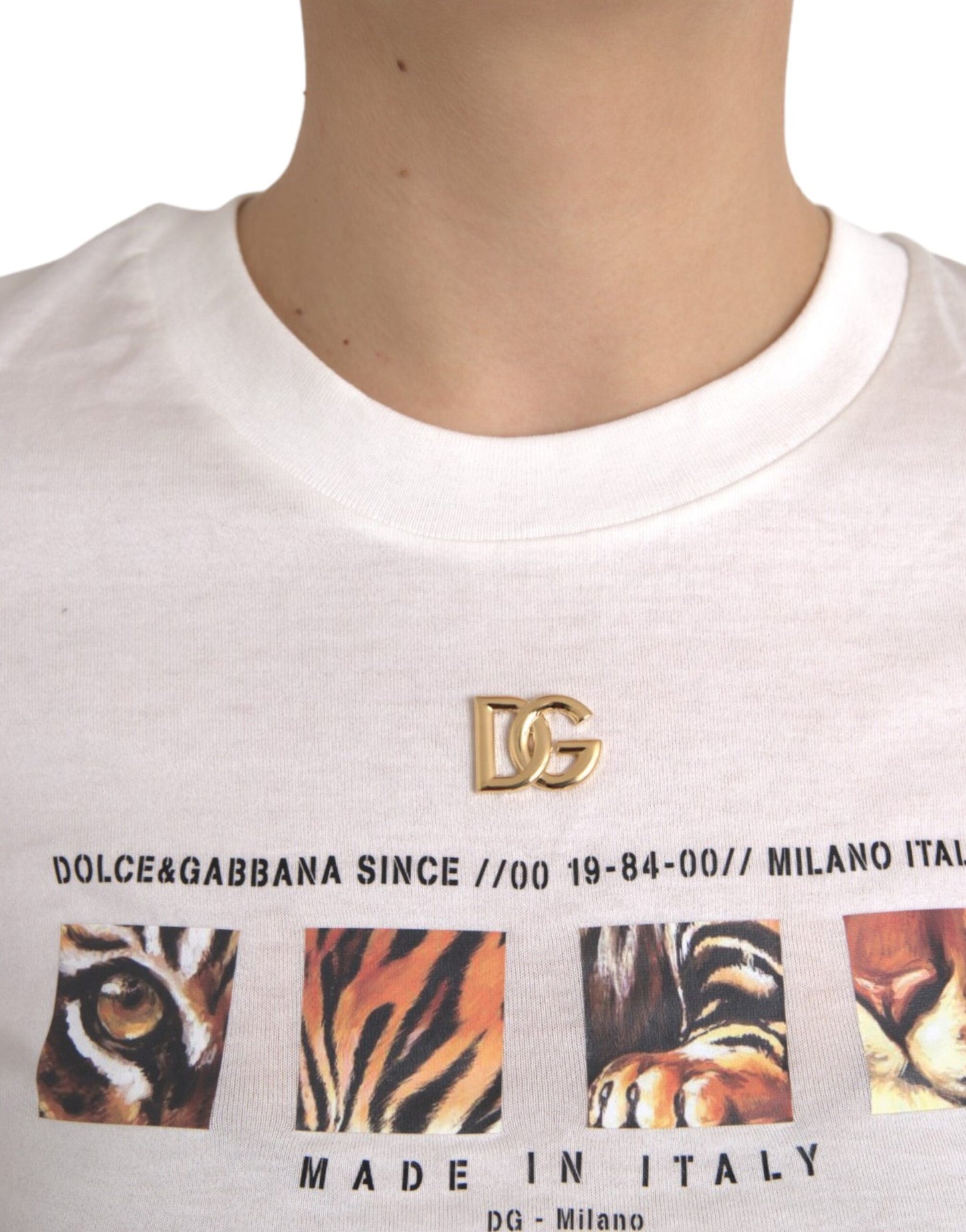 Dolce & Gabbana White Tiger Graphic Print T-shirt