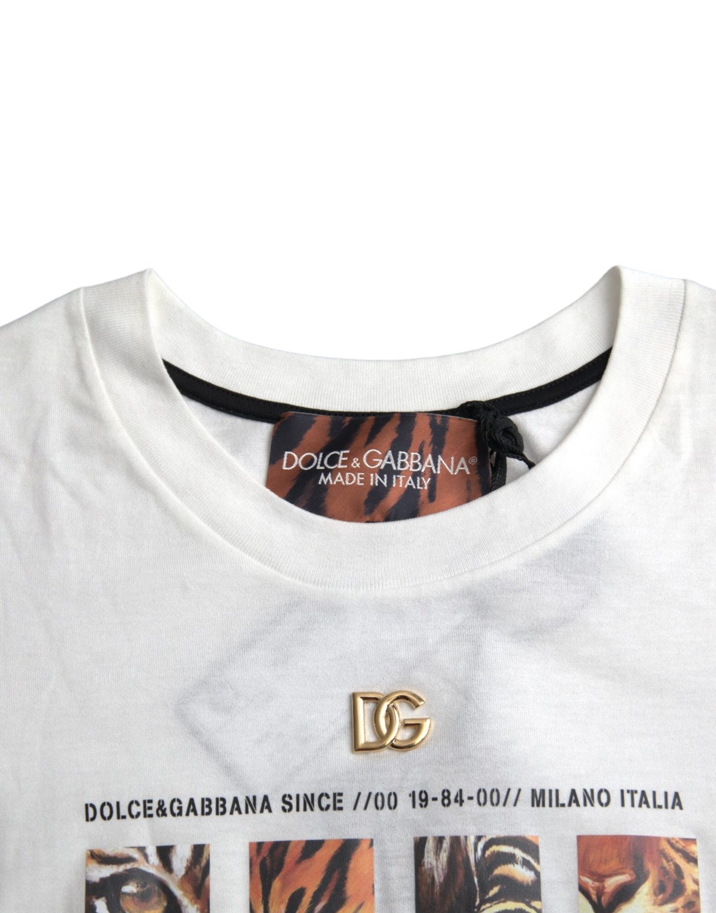 Dolce & Gabbana White Tiger Graphic Print T-shirt