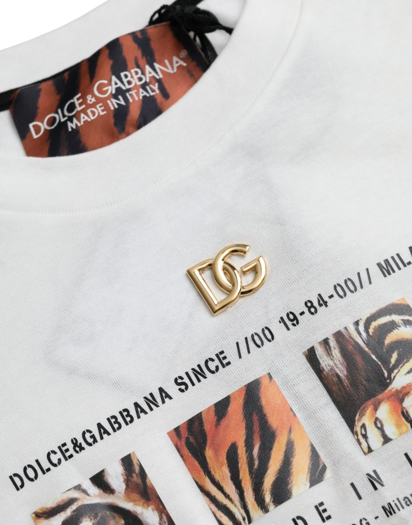 Dolce & Gabbana White Tiger Graphic Print T-shirt