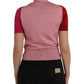 Dolce & Gabbana Pink Short Sleeves Pullover Ascot Collar Top