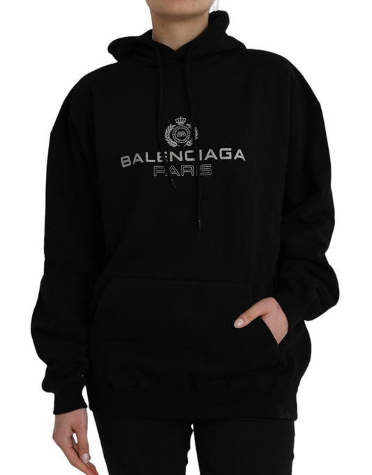 Balenciaga Black Logo Hooded Pullover Sweatshirt