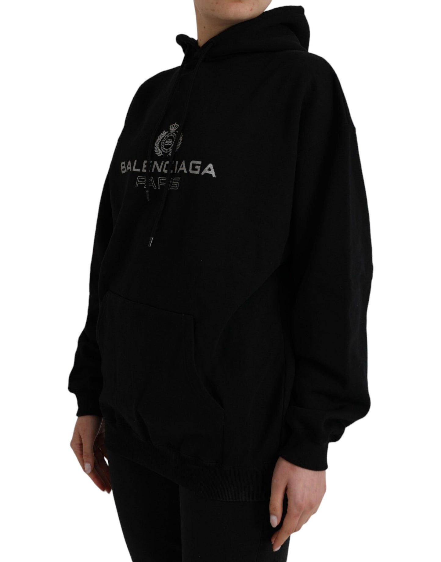 Balenciaga Black Logo Hooded Pullover Sweatshirt