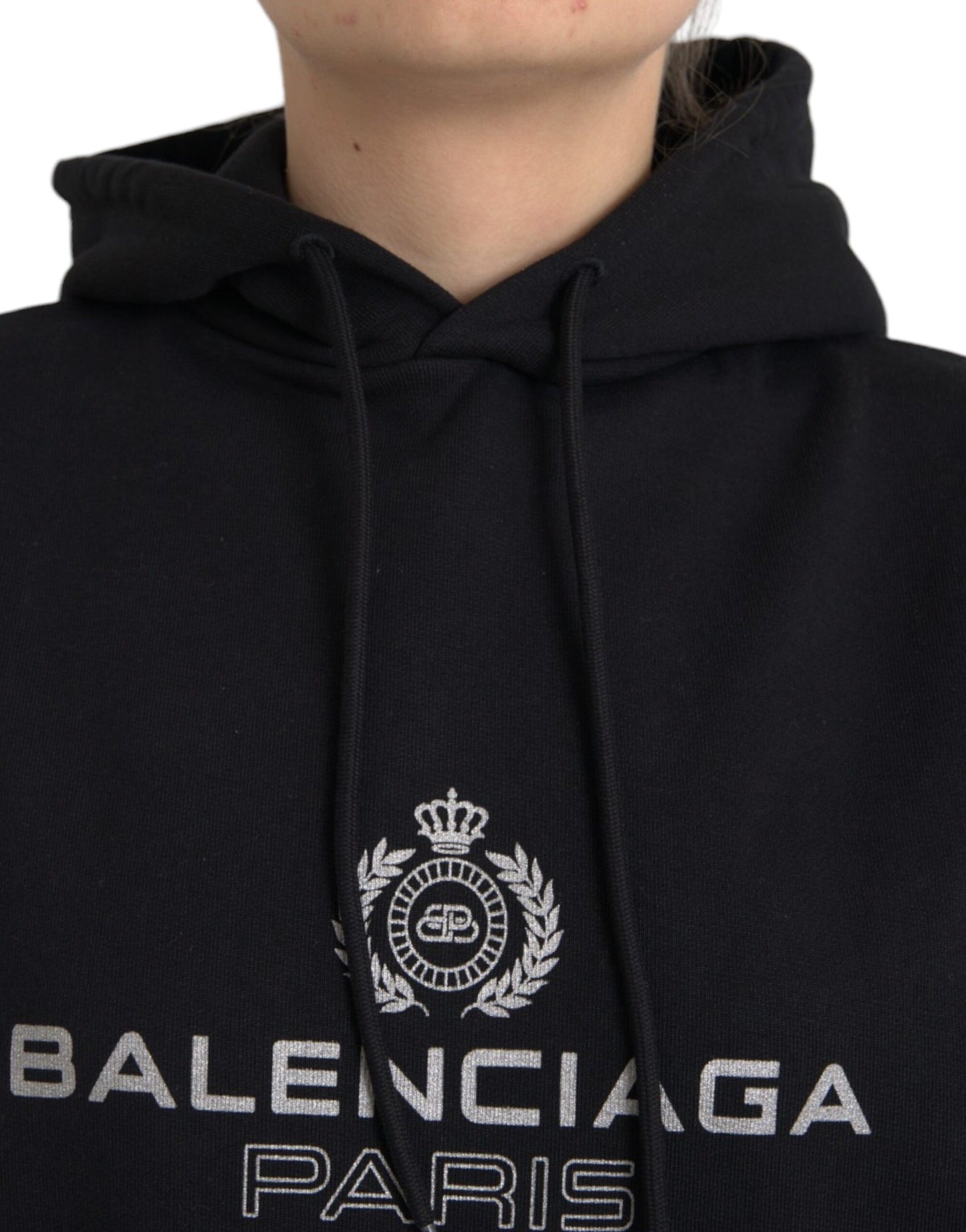 Balenciaga Black Logo Hooded Pullover Sweatshirt