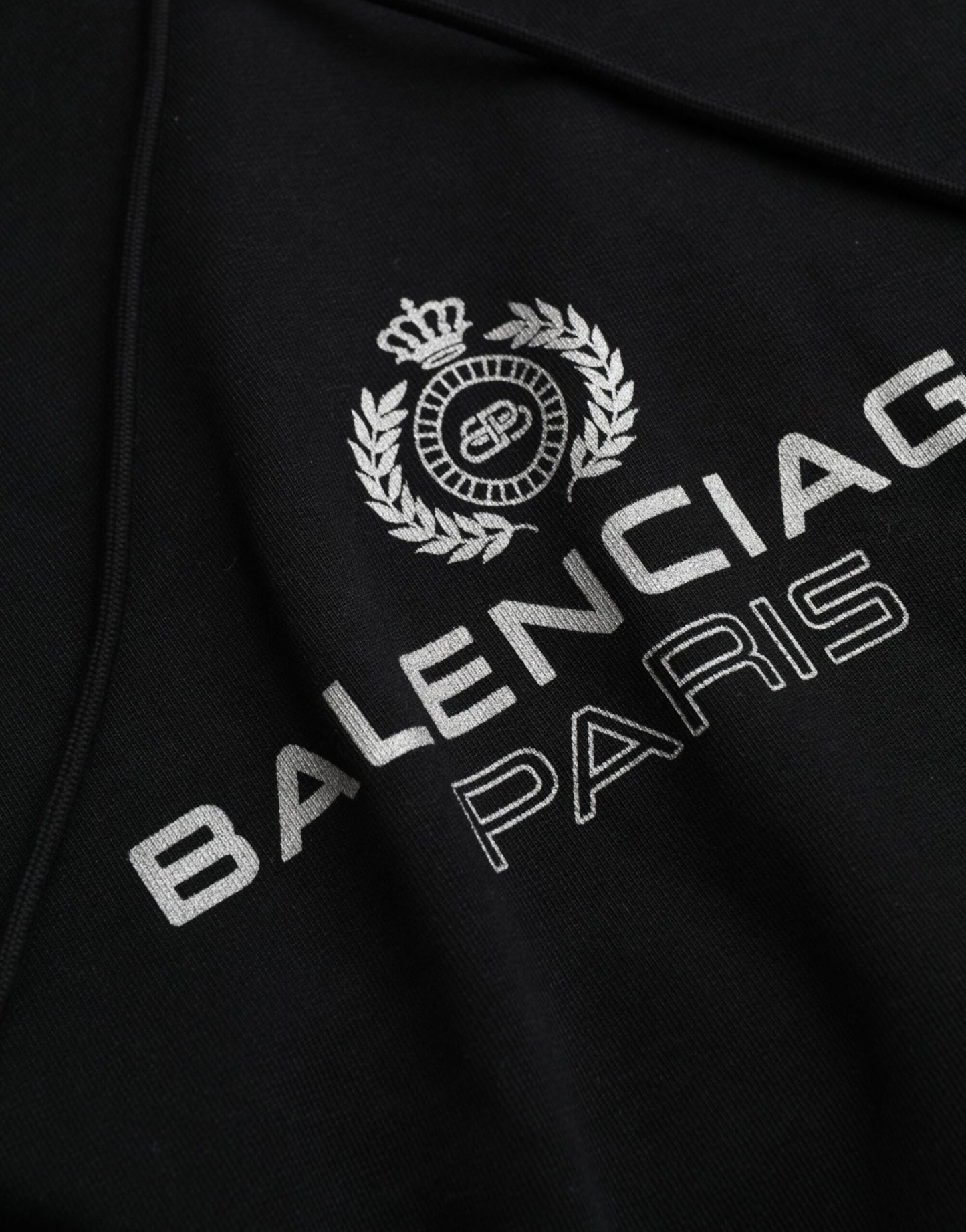 Balenciaga Black Logo Hooded Pullover Sweatshirt