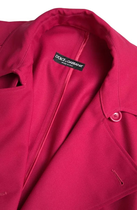 Dolce & Gabbana Dark Pink Double Breasted Trench Coat Jacket