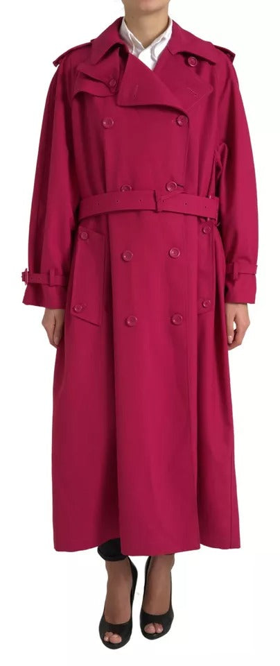 Dolce & Gabbana Dark Pink Double Breasted Trench Coat Jacket