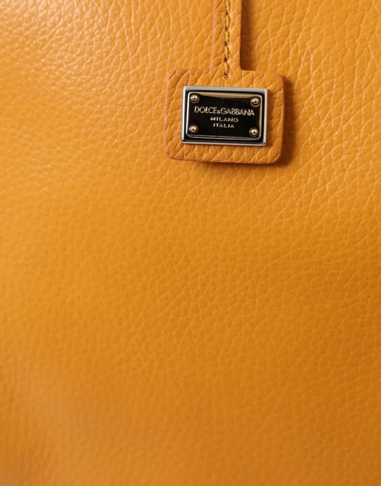 Dolce & Gabbana Yellow Leather SICILY Shoulder Handbag