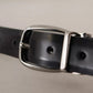 Dolce & Gabbana Black Classic Leather Chrome Metal Buckle Belt