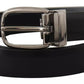 Dolce & Gabbana Black Classic Leather Chrome Metal Buckle Belt