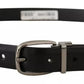 Dolce & Gabbana Black Classic Leather Chrome Metal Buckle Belt