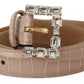 Dolce & Gabbana Beige Leather Crystal Buckle Women Belt